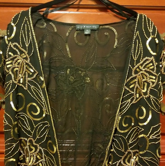 Aidan Mattox Black Sequined Shawl - Picture 8 of 8